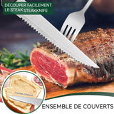 Ensemble de couverts 36 pcs argent acier inoxydable pour 6 personnes contient des couteaux des fourchettes cuillères avec boîte