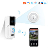 Portier visuel WiFi   Interphone visuel  Vision nocturne HD  Détection de mouvement PIR Sonnette à distance WiFi Angle de vue de 166