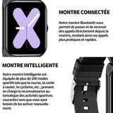 Montre connectée montre intelligente 1.3 pouces écran carré 240x240 étanche à la poussière et à l'eau IP67 200mah 48.2x12.2x34.5mm