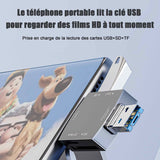 Lecteur de carte SD avec 512Go USB 3.0 multifonction double fente carte transmission à grande vitesse pour téléphone ordinateur