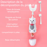Brosse à dents électrique pour enfants en forme de U trois types de tête de brosse Dessin animé nettoyage en profondeur sonique
