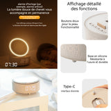 Miroir de maquillage avec lumière enceinte bluetooth chargement induction miroir multifonctionnel horloge numérique pliable