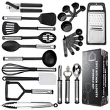 Ustensiles de cuisine 25 pcs ustensiles de cuisine cuillère Ustensiles de cuisine en nylon silicone Conception de trou suspension