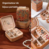 Boîte à bijoux portable pour voyages petite organisateur de bijoux look rétro et élégant pour femme pour bagues colliers bracelets