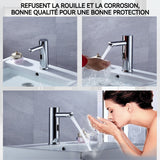 Robinet 17.5cm haut avec capteur d'eau automatique robinet lavabo électronique eau chaude et froide réglable l'eau sort rapidement