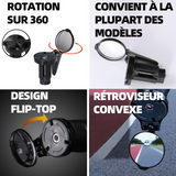 Rétroviseur vélo mini rétroviseur PC + PA distance de visualisation de vélo 20 m rétroviseur portable à angle réglable 62x62x105mm