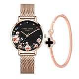 Ensemble montre à quartz et bracelet avec boite pour femme en métal élégante avec bracelet en acier inoxydable cadeaux femmes