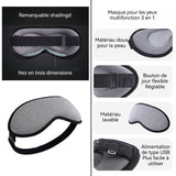 Masseur oculaire 1800mAH 21x9 cm Masque pour les yeux à vapeur chaude à domicile 3 niveaux de chauffage Interrupteur de minuterie