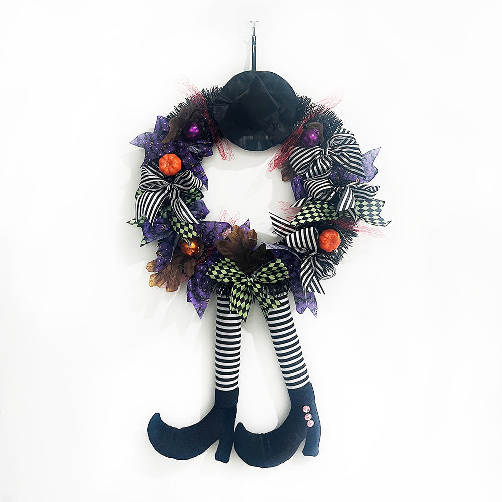 Couronne d'Halloween pour porte d'entrée, décorations de squelette d Couronne d'Halloween pour porte d'entrée, décorations de squelette d