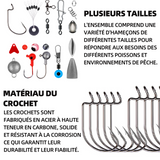 Leurres de pêche kit d'accessoires de pêche y compris les crochets bullet baisse plomb différents snaps émerillon glissières lestes