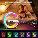 Réveil multifonctionnel LED avec recharge sans fil 15w pour les téléphones portables et lampe de chevet 7 couleurs réveil numérique