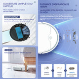 Robot aspirateur 3000mah 1800pa 3 vitesses à ajustement contrôle App aspirateur robot avec boîte à poussière de 400ml et 2 brosses