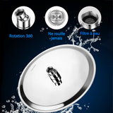 Pommeau de douche à effet pluie 25x25cm circulaire rotation 360 degrés anti calcaire tete de douche pluie avec 120 points d'eau