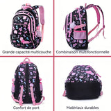 Sac à dos 3PCS 46x18x30cm cartable enfant léger grande capacité multi-compartiments dessin animé design avec sac à main/trousse