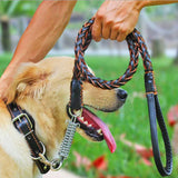 Laisse pour chien adaptée à 15-40 catties laisse pour animaux de compagnie avec collier en peau de vache pour chien corde de marche