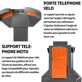 Support telephone velo 4.7-7.0 pouces réglage de l'angle à 360 degrés support de téléphone pour vélo pour guidon de 22-32mm diamètre