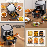 Friteuse à air 8L 1350W Fenêtre de visualisation de 7 pouces 27x32cm Four électrique intelligent à écran tactile en acier inoxydable