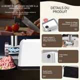 Hachoir electrique 34x31,5x16cm 800W hachoir à viande électrique multifonctionnel de grande capacité avec de riches accessoires
