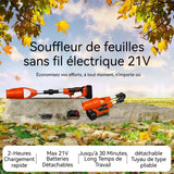 Souffleur 2batteries 3000mAh tuyau pliable dépoussiérage domestique/industriel en un seul appareil sèche-cheveux de jardin orange