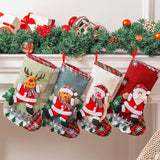 Sacs à bonbons pour bas de Noël  20*30cm 4pcs   Motif de dessin animé  Sac cadeau de Noël   Convient à la décoration de Noël