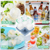 Moule à glaçons 2PCS 4 compartiments moule à glaçons carré pour boules de glace silicone alimentaire bac à glaçons bleu et vert