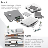 Organisateur de bureau en bois 4 niveaux 36x25x38,5cm avec porte-stylo multifonctionnel organiseur de bureau range-documents