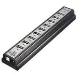 Multiprise electrique 10 ports USB 2.0 prises a poser ou à fixer mur avec alimentation externe moyeux douille témoin fonctionnement
