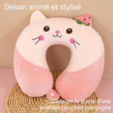 Oreiller Cervical pour Enfants 250g forme en U Dessin animé Daim doux pour la peau Noyau à rebond lent Portable Coussin de Nuque