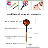 Fléchettes à pointe 18PCS 15,2x0,7x0,7cm professionnelles flechette pointe en acier fléchettes à pointe aiguille jeu de fléchettes