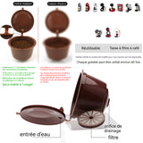 Filtre à Café bol de filtre à café amovible réutilisable en acier inoxydable rechargeable pour la maison et le  de tasse à café