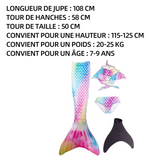Queue de sirène 108cm longueur de la jupe queue de sirène maillots de bain filles mermaid bikini costume de sirène maillot de bain