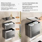 Boite à mouchoir 20x12x17cm boîte de rangement multifonctionnelle pour mouchoirs de salle de bain avec 3 niveaux d'espace stockage