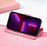 Étui en cuir pour téléphone   iPhone 14   Design gaufré en forme de papillon   Porte-cartes multiples   Résistant aux chutes