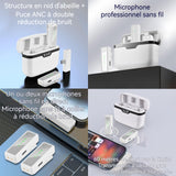 Micro cravate sans fil 2,4G technologie réduction du bruit sans délai plug and play double réduction du bruit avec affichage LED