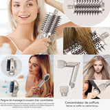 Ensemble Brosse Soufflante 1600W Multifonctionnel 8 en 1 Pliable affichage numérique 3 niveaux réglables Brosse Seche Cheveux