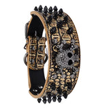 Collier pour chien crâne avec rivets réglable laisse de chien convient aux chiens moyens et grands collier pour animal compagnie