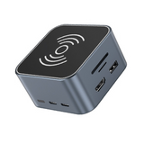 Station d'accueil 14 en 1 hub usb HDMI 4K 60Hz 10G avec chargement sans fil chargement rapide 87W PD USB2,0 USB3,0 USB3,2 gris