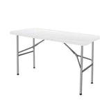 Table de réception pliante 122 CM pour 4 personnes Table de réception en acier Plateau en polyéthylène Table de réception blanche