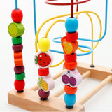 Jouet en perles de fruits de dessin animé en bois pour enfants pour développer des blocs de construction de coordination œil-main