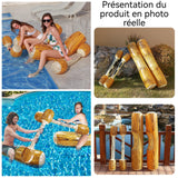 Radeau 4PCS Matériau PVC écologique Conception anti-retournement Motif en maille tendance Ensemble de jeux d'eau pour deux personnes
