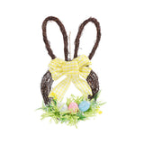Tête de lapin de Pâques en forme d'œuf en rotin naturel Décoration d'œuf pour porte Décoration d'arrière-plan pour l'extérieur
