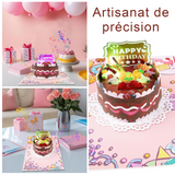 Cartes de vœux 16x21cm carte 3D gâteau d'anniversaire 3D avec lumières et musique enveloppe et carte cadeau cadeau idéal rouge