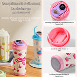 Mug Isotherme 500ml exquis tasse thermos à affichage numérique intelligent doublure en acier inoxydable 316 avec poignée portative