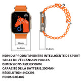 Montre intelligente 45*35*10mm 2.09 Pouces montre connectée femme homme montre de sport appels numérotation montre sport connectée