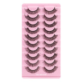 Super Natural Volume False Eyelashes 10 Pairs Russian Volume 3D False Eyelashes Cat Eye Fluffy False Eyelashes Reusable