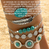 Bracelet turquoise style national style bohème ensemble de bracelets boho lot de 5 bracelets pierres bracelet feuille rétro élégant