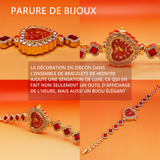 Montre femme forme de coeur ensemble montre et bracelet avec du zircon élégant parure bijoux cadeaux de vacances montre quartz
