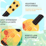 Ukulélé 36x12cm ukulélé enfant jouet éducatif de joli motif de girafe avec 4 cordes réglables développer l'intérêt pour la musique