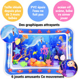 Tapis d'eau Bébé Tapis gonflable en PVC 70 x 50 cm Jouets aquatiques animaux marins Jeux aquatiques éducatifs et éveil sensoriel