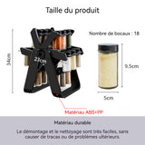 Étagère à épices 34x23cm Conception de grande roue avec 18 pots Support pour pots à épices en verre Support à Épices pour Cuisine